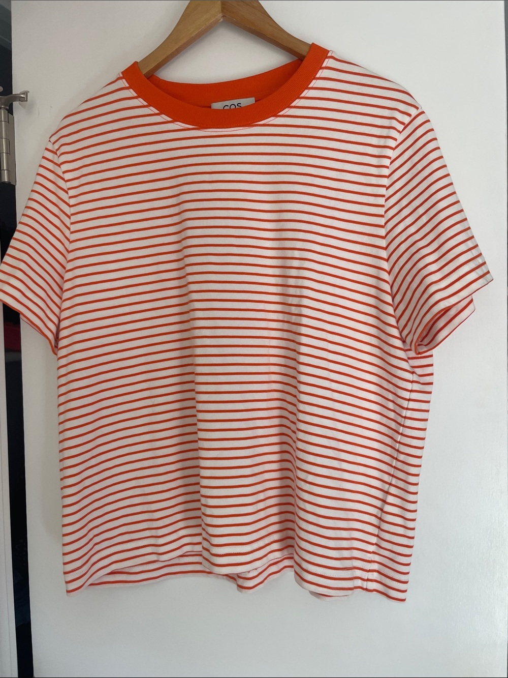 COS Striped Orange Men’s Short Sleeve - Picture 2 of 5